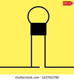 Microphone icon vector illustration against yellow background.