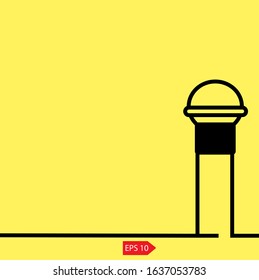 Microphone icon vector illustration against yellow background.