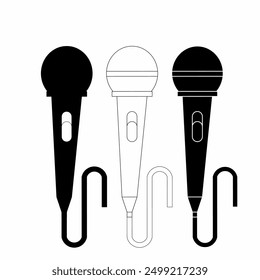 microphone icon. vector illustration of a black and white microphone on a white background