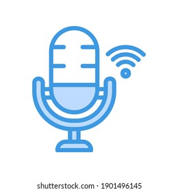 Icono de micrófono de estilo azul sobre Internet de las cosas para cualquier proyecto, uso para presentación de aplicación móvil del sitio web