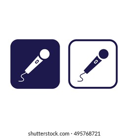 Microphone icon vector illustration. Blue and white
