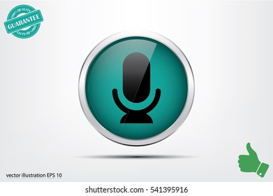 Microphone icon vector illustration eps10. Isolated badge for website or app - stock infographics.