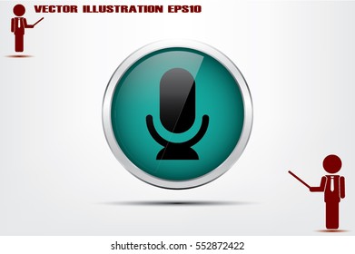 Microphone icon vector illustration eps10. Isolated badge for website or app - stock infographics