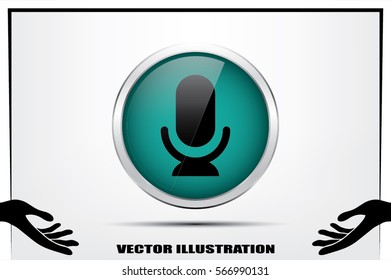 Microphone icon vector illustration eps10. Isolated badge for website or app - stock infographics.