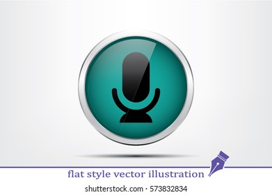 Microphone icon vector illustration eps10. Isolated badge for website or app - stock infographics.