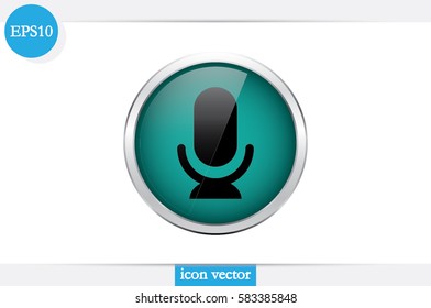 Microphone icon vector illustration eps10. Isolated badge for website or app - stock infographics.