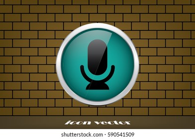 Microphone icon vector illustration eps10. Isolated badge for website or app - stock infographics.