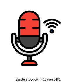 Microphone icon vector illustration in filled line style about internet of things for any projects, use for website mobile app presentation