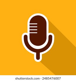 microphone icon, Vector illustration flat design with long shadow