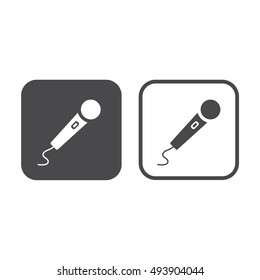 Microphone icon vector illustration. Gray and white