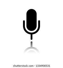 microphone  icon vector  illustration isolated on white background. icon with mirror shadow 