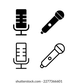 Ilustración vectorial de iconos de micrófono. símbolo de karaoke