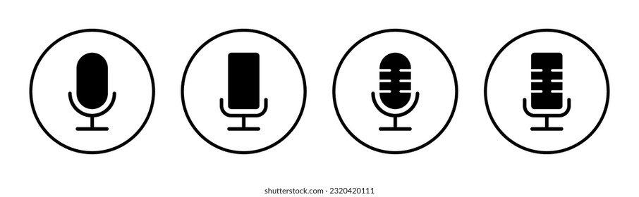 Ilustración vectorial de iconos de micrófono. símbolo de karaoke