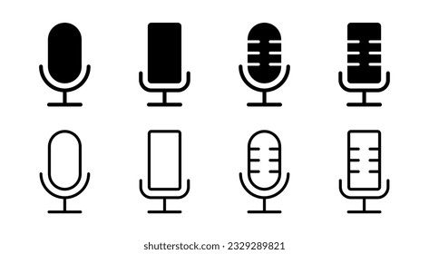 Ilustración vectorial de iconos de micrófono. símbolo de karaoke