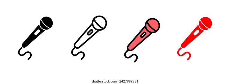 Ilustración vectorial de icono de micrófono. signo y símbolo de karaoke