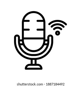 Icono de micrófono en el estilo de línea sobre el internet de las cosas para cualquier proyecto, uso para presentación de aplicaciones móviles del sitio web