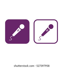 Microphone icon vector illustration. Purple and white