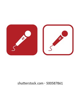 Microphone icon vector illustration. Red and white