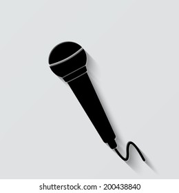 microphone icon - vector illustration with shadow on light background