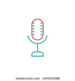 microphone icon vector illustration with two color line style. isolate on white background
