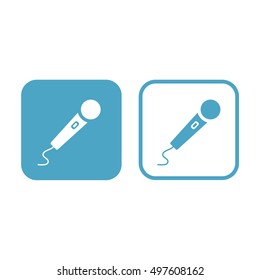 Microphone icon vector illustration. White and blue