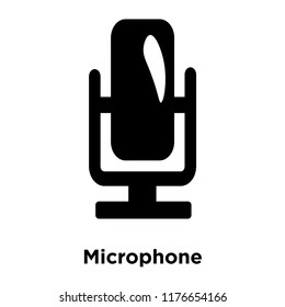 Microphone icon vector isolated on white background, logo concept of Microphone sign on transparent background, filled black symbol