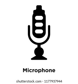 Microphone icon vector isolated on white background, logo concept of Microphone sign on transparent background, filled black symbol