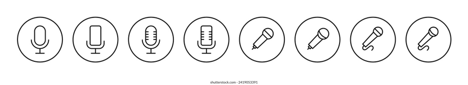 Vector de iconos de micrófono. símbolo de karaoke