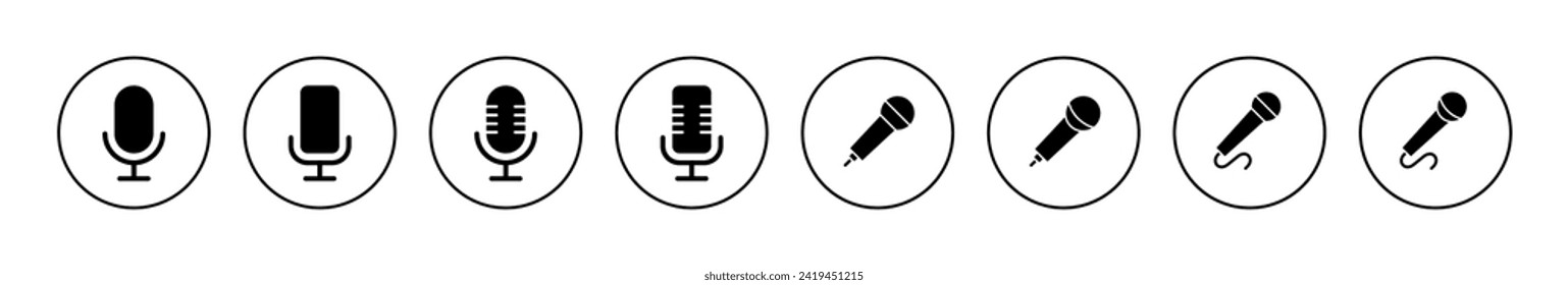 Vector de iconos de micrófono. símbolo de karaoke