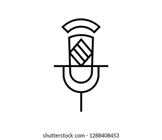 Microphone icon vector - Line art style icon
