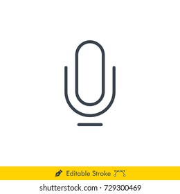 Microphone Icon / Vector - In Line / Stroke Design with Editable Stroke