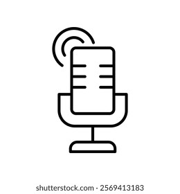 Microphone icon Vector logo outline