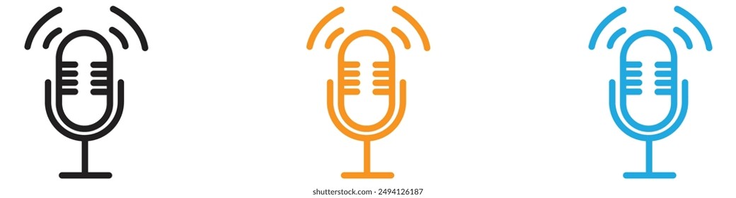 Microphone icon vector logo set collection for web app ui
