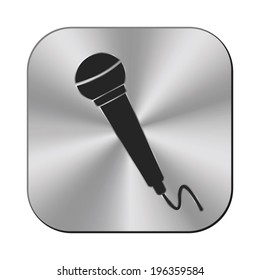 microphone icon - vector metal button