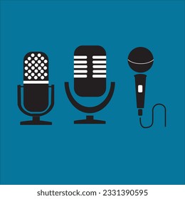 Herramientas de música del vector de iconos de micrófono