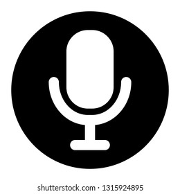 Microphone icon vector on black circle. White background