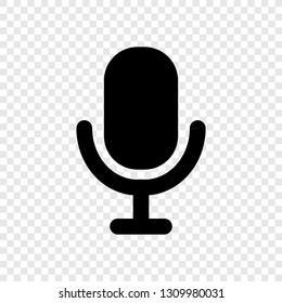 Microphone icon vector on transparent grid