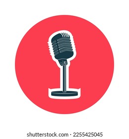 Microphone icon vector on white background. Microphone silhouette. Music, sound, record icon. Recording studio symbol. Flat style vector illustration