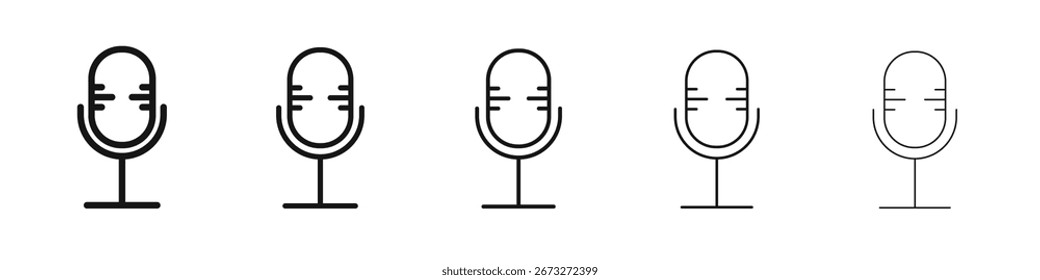 Microphone icon vector outline set illustration sign