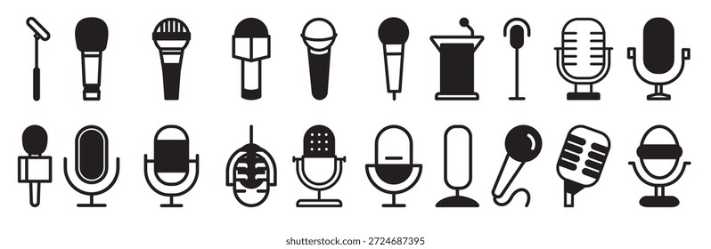 Mikrofon-Symbol, Vektorsatz, Mikrofongrafik-Zeichen