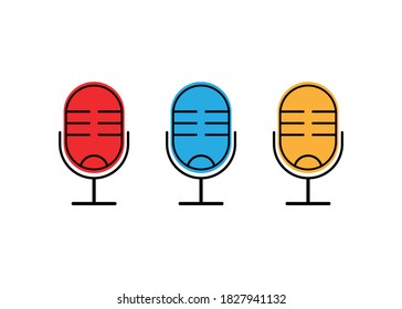 microphone icon vector set. outline style icon