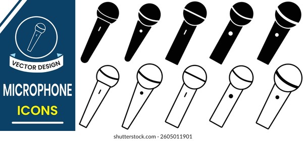 Microphone icon, vector set. Silhouette of wire less Microphone vector, image, symbol design for app, logo, web. Vector illustration.