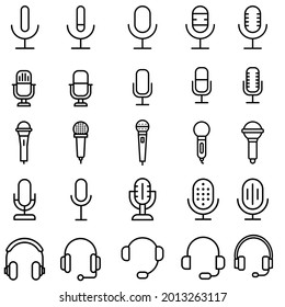 Microphone icon vector set. Voice illustration sign collection.  Karaoke microphone symbol or logo.