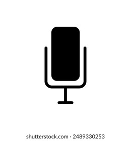 Microphone icon vector, simple flat black trendy style illustration on white background..eps