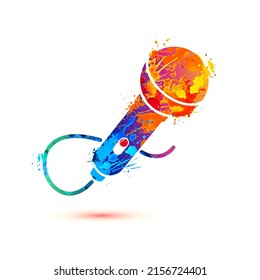 Microphone icon. Vector splash paint colorful symbol