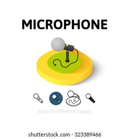 Microphone icon, vector symbol in flat, outline and isometric style