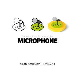 Microphone icon, vector symbol in flat, outline and isometric style