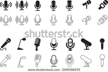 microphone icon vector, Vector vintage microphone eps. microphone flat icon. Hand holding black and white microphone.