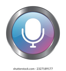 Microphone Icon Vector, Voice On Air Button, Podcast Icon, Broadcast, 3D Realistic Glossy And Shiny Microphone Vector Icon For UI UX Presentation, Voice Chat Symbol, Music Icon