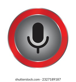 Microphone Icon Vector, Voice On Air Button, Podcast Icon, Broadcast, 3D Realistic Glossy And Shiny Microphone Vector Icon For UI UX Presentation, Voice Chat Symbol, Music Icon